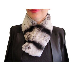 4465 4 In Wide Rex Chinchilla Headband, Neck Warmer & Collar